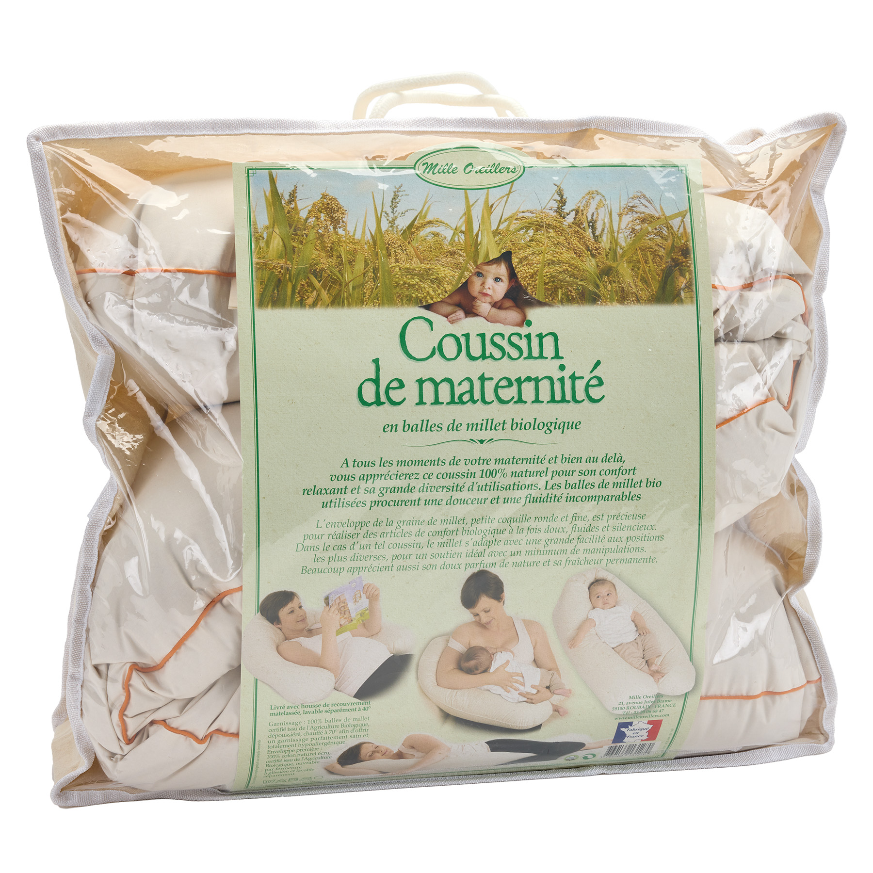 Oreiller Balle De Millet Bio 30x40 Cm - Luxe, Fabriqué En France - Neuf