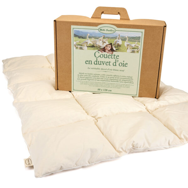 Couette toutes saisons en duvet d'oie 80 x 120 cm