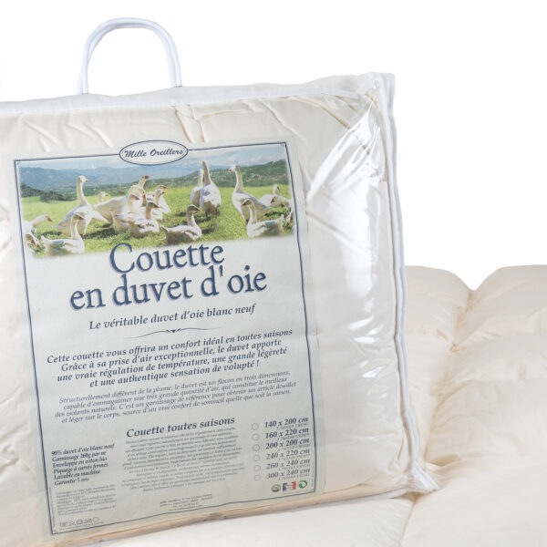 Couettes toutes saisons en duvet d'oie dimensions standards