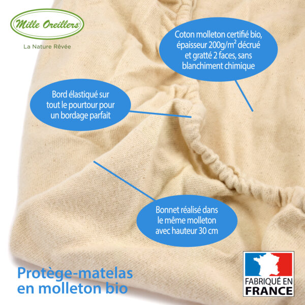 Protège-matelas en molleton bio 180 x 200 cm – Image 4