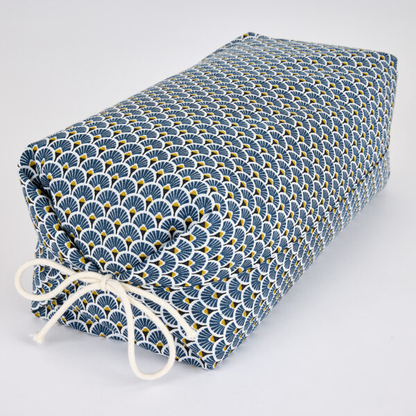 Taie en coton motif Sensu éventails bleu marine pour oreiller japonais Makura – Image 4