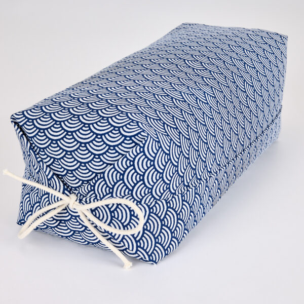Taie en coton motif Seigaiha vagues bleu et blanc pour oreiller japonais Makura – Image 4