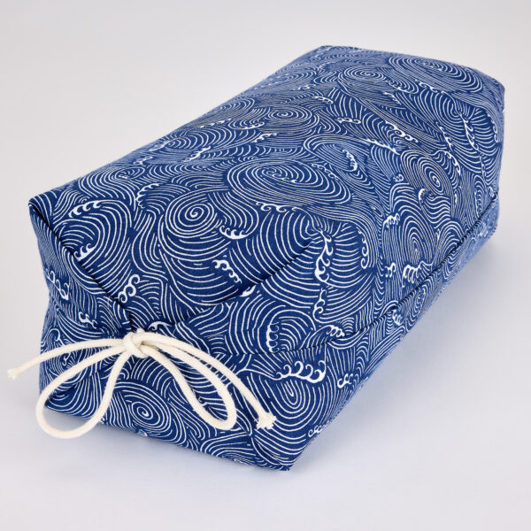 Taie en coton motif Nami vagues Kanagawa bleu pour oreiller japonais Makura – Image 4