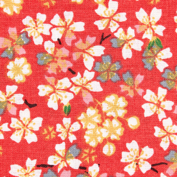 Taie en coton motif fleuri sur fond rouge pour oreiller japonais Makura – Image 3