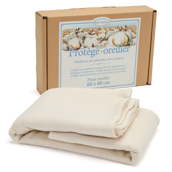 Protège-oreiller en molleton bio 60 x 60 cm
