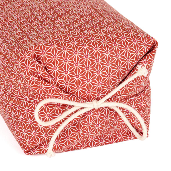 Taie en coton motif Asanoha rouge tomette et blanc pour oreiller japonais Makura