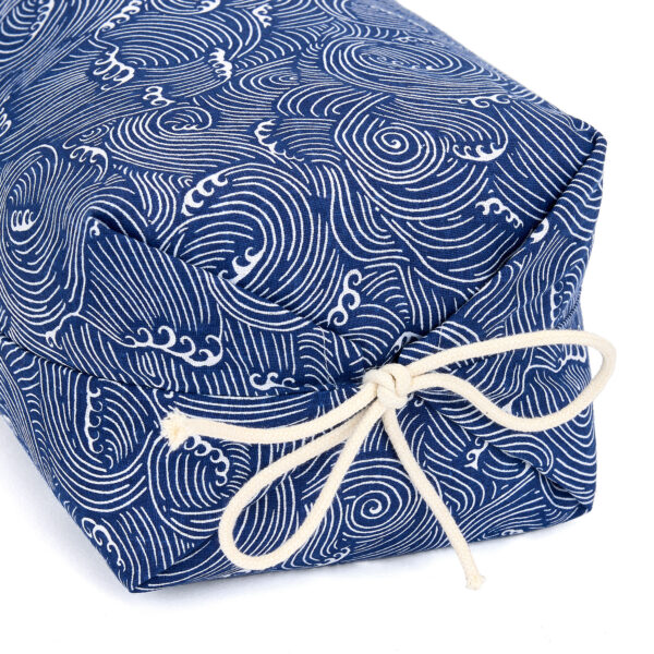 Taie en coton motif Nami vagues Kanagawa bleu pour oreiller japonais Makura