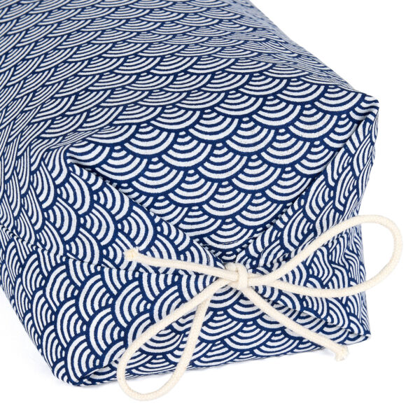 Taie en coton motif Seigaiha vagues bleu et blanc pour oreiller japonais Makura