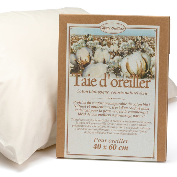 Taie d’oreiller en coton bio 40 x 60 cm