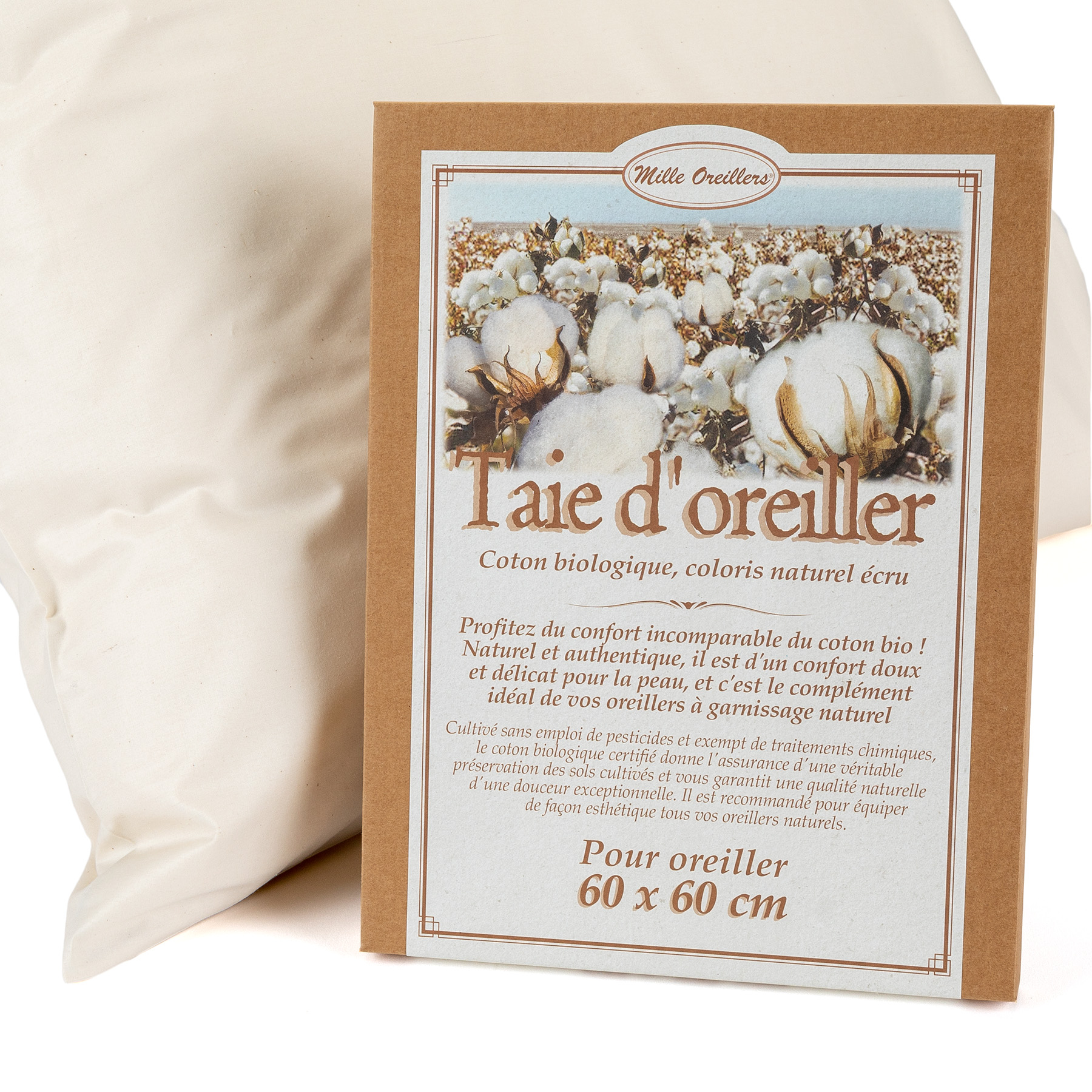 Taie d'oreiller en coton bio 60 x 60 cm – MILLE OREILLERS