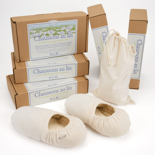 Chaussons chauffants au lin