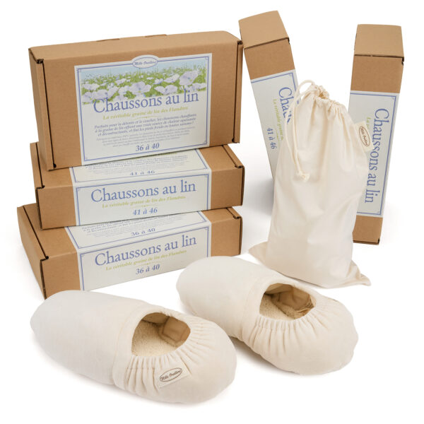 Chaussons chauffants au lin