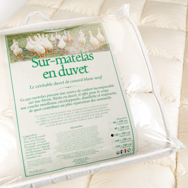 Surmatelas en duvet de canard 140 x 190 cm