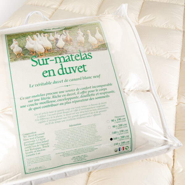 Surmatelas en duvet de canard 160 x 200 cm