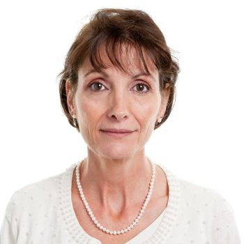 Portrait of a mature woman on a white background. http://s3.amazonaws.com/drbimages/m/wanlei.jpg